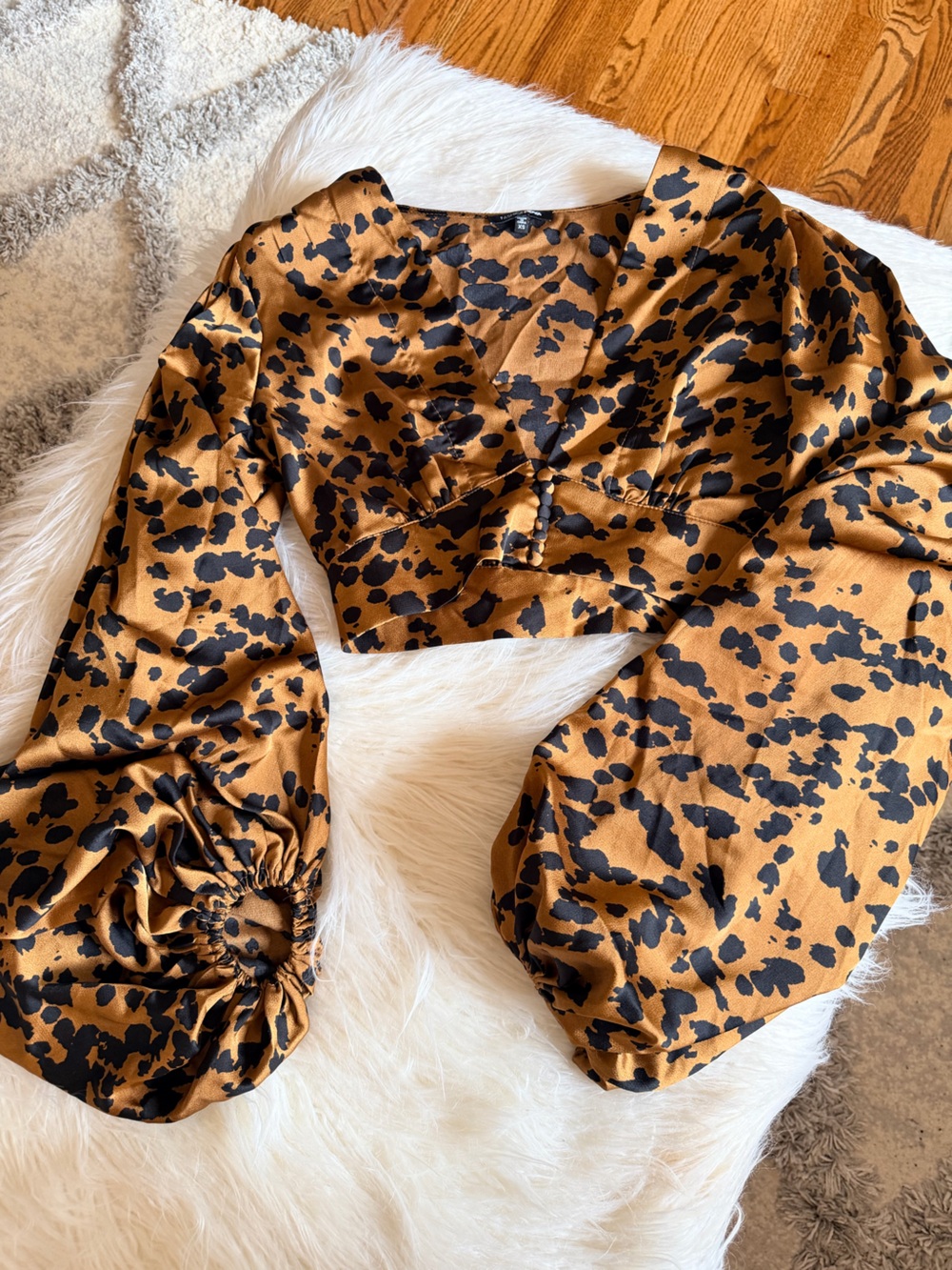 Satin Puff Sleeve Top